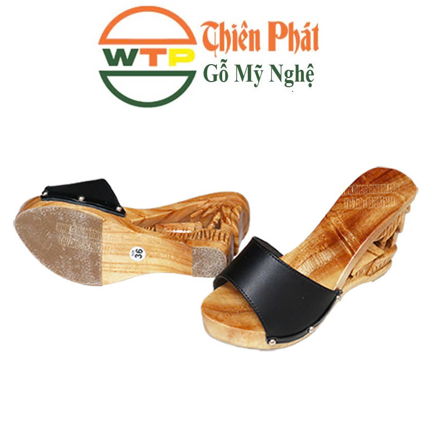 guốc gỗ quê hương cao 9cm làm từ gỗ xoan